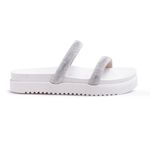 Papete Feminina FlatForm Tiras de Strass Napa Off White