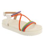 Papete Feminina Flatform com Tiras de Strass Napa Colorida