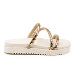 Sandália Feminina Papete Off White Strass