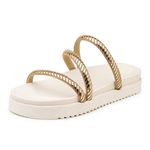 Sandália Feminina Papete Off White Strass