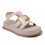 Sandália Papete Feminina Flatform Aveia