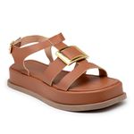 Sandália Papete Feminina Flatform Caramelo