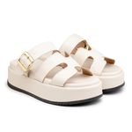 Sandália Papete Feminina Flatform Napa Off White