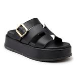 Sandália Papete Feminina Flatform Napa Preto