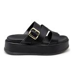 Sandália Papete Feminina Flatform Napa Preto