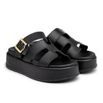 Sandália Papete Feminina Flatform Napa Preto