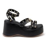 Sandália Feminina Anabela Plataforma Napa Preto