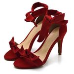 Sandália Feminina Salto Alto em Napa com Laço Vermelho