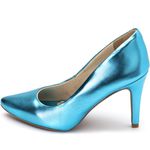 Sapato Scarpin Salto Alto em Napa Metalizada Azul Serenity