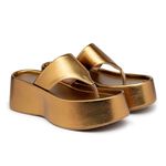 Tamanco Feminino Flat Plataforma Bronze