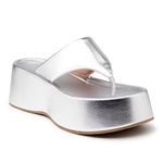 Tamanco Feminino Flat Plataforma Prata Velho