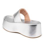 Tamanco Feminino Flat Plataforma Prata Velho