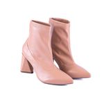 Bota Feminina Salto Médio Triangular Stretch Nude