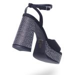 Sandália Feminina Meia Pata Salto Grosso Suede Preto