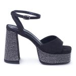 Sandália Feminina Meia Pata Salto Grosso Suede Preto