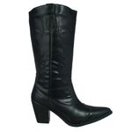 Bota Feminina Cano Longo Western com Bordado Napa Preta