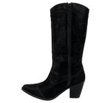 Bota Feminina Cano Longo Western com Bordado Nobucado Preto