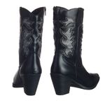 Bota Feminina Western Cano Médio com Bordado Napa Preta e Gliter Glam Prata Velho