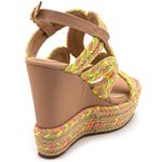 Sandália Feminina Anabela Napa Nude E Corda Amarelo Neon
