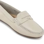 Mocassim Feminino Couro Legítimo Off White