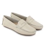 Mocassim Feminino Couro Legítimo Off White