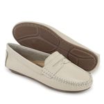 Mocassim Feminino Couro Legítimo Off White
