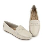 Mocassim Feminino Couro Legítimo Off White
