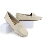 Mocassim Feminino Couro Legítimo Off White