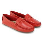 Mocassim Feminino Couro Legítimo Vermelho