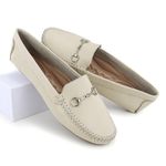 Mocassim Feminino em Couro Legítimo Off White