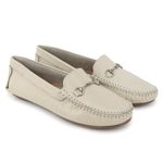 Mocassim Feminino em Couro Legítimo Off White