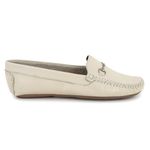 Mocassim Feminino em Couro Legítimo Off White