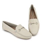 Mocassim Feminino em Couro Legítimo Off White