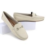 Mocassim Feminino em Couro Legítimo Off White