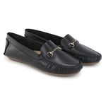 Mocassim Feminino em Couro Legítimo Preto