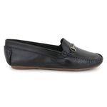 Mocassim Feminino em Couro Legítimo Preto