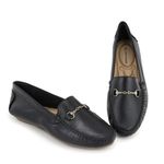 Mocassim Feminino em Couro Legítimo Preto