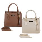 Kit 2 Bolsas Femininas Médias Caramelo e Off White