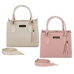 Kit 2 Bolsas Femininas Médias Rosa e Off White