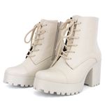 Bota Coturno Feminino Tratorado Off White