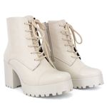 Bota Coturno Feminino Tratorado Off White