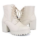 Bota Coturno Feminino Tratorado Off White