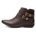 Bota Feminina Flat Rasteira Couro Legítimo Café