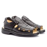 Sandália Masculina Conforto em Couro Legitimo Preto