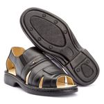 Sandália Masculina Conforto Elástico em Couro Legitimo Preto