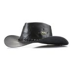 Chapéu Estilo Americano Adulto Linha Barretos Couro Legítimo Preto