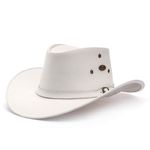 Chapéu Estilo Americano Adulto Linha Texas Couro Legítimo Branco