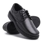 Sapato Conforto Masculino Couro Carneiro Preto