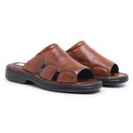 Chinelo Masculino Conforto Couro Carneiro Havana