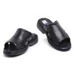 Chinelo Masculino Conforto Couro Carneiro Preto